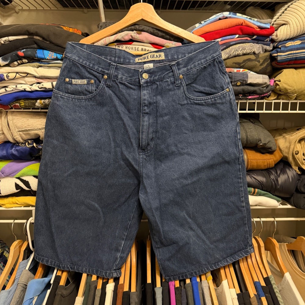 Vintage 90s Baggy Skater Pure Gear Denim Shorts Jorts Mens 36 Denim Skate Surf
